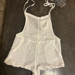 Abercrombie & Fitch White Sleeveless Pajama Romper